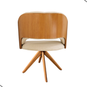 Ver imagem 2 de Cadeira Poltrona Sala Jantar Nicole Pés Giratórios Madeira Linho Bege Claro