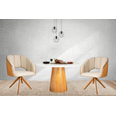 Ver imagem 3 de Cadeira Poltrona Sala Jantar Nicole Pés Giratórios Madeira Linho Bege Claro