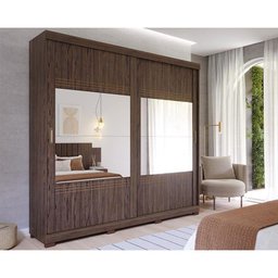 Guarda Roupa Casal 2 Portas de Correr e 4 Gavetas ec/ 2 Espelhos e Pés Blumenau Cacau - Panan - 1