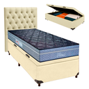 Ver imagem 1 de Kit Cama Box Bau + Cabeceira + Colchão Solteiro Molas Ensacadas - Petrus - Paropas