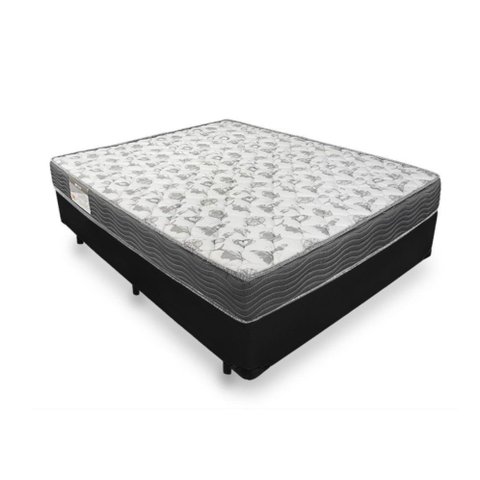Cama Box Casal 138 Tecido Sintético Preto com Colchão De Espuma - D33 Ortobom ISO 100