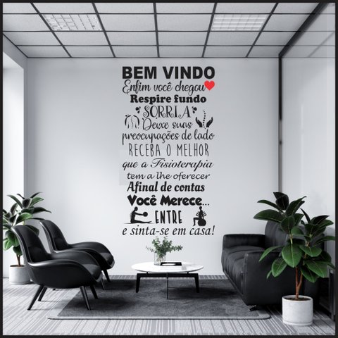Adesivo de Parede Decorativo Frase Motivacional Bem Vindo Fisioterapia
