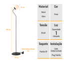Ver imagem 4 de Luminária de Coluna Abajur Piso Chão Globo - Koma - Preto - 3103-3