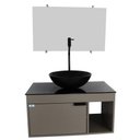 Ver imagem 1 de Gabinete Armário Banheiro 60cm Cuba Redonda Preta