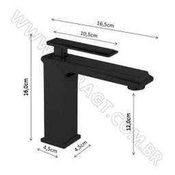 Torneira Banheiro Monocomando Luxo Com Alavanca Preto Fosco Black Matte - 6