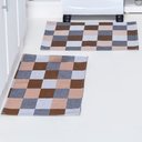 Ver imagem 2 de Kit Passadeira Tapete Cozinha 3 Peças Jacquard Base Antiderrapante - Tabuleiro Avelã
