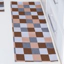 Ver imagem 1 de Kit Passadeira Tapete Cozinha 3 Peças Jacquard Base Antiderrapante - Tabuleiro Avelã