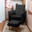 Ver imagem 1 de Poltrona da Vovó e Puff Luna Suede Preto Pés Palito Tana Decor Newbelle Decor