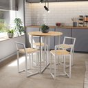 Ver imagem 1 de Conjunto Mesa Redonda 4 Cadeiras Pequena Pinus Industrial White