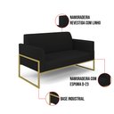 Ver imagem 6 de Sofá Namoradeira Base Industrial Alta Dourado Marisa Linho Preto A79 D03 - D’Rossi