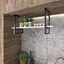 Ver imagem 2 de Prateleira Suspensa para Cozinha - Aço Branco - Nichos Decorativos