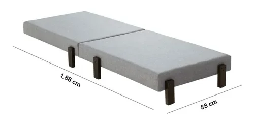 Cama Portátil Dobrável Solteiro 188x88 Pés de Madeira - LV:CINZA - 3