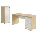 Ver imagem 1 de Mesa Escritorio 4 Gavetas 180x80 cm e Armario Arquivo 4 Gavetas 132x47 cm Carvalho Branco Artany