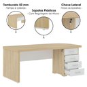 Ver imagem 5 de Mesa Escritorio 4 Gavetas 180x80 cm e Armario Arquivo 4 Gavetas 132x47 cm Carvalho Branco Artany