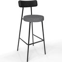 Ver imagem 3 de Kit 03 Banquetas Alta Cozinha Sala Jantar Milão L02 Couríssimo Preto Linho Cinza Escuro - Lyam