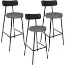 Ver imagem 1 de Kit 03 Banquetas Alta Cozinha Sala Jantar Milão L02 Couríssimo Preto Linho Cinza Escuro - Lyam