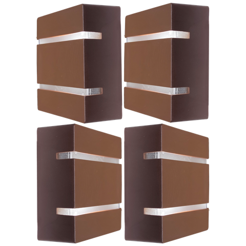 Kit 4 Luminárias Externas de Parede Slim 2 Focos Soquete G9:marrom/liso/110/220