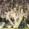 Cascata Snow Fall Chuva de Neve Pisca Pisca Natal 8 Tubos 320 Leds Natalino Branco Quente - 6