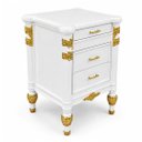 Ver imagem 3 de Mesa de Cabeceira Branca com Dourado a:66 L:50 P:41cm Elegância e Funcionalidade para o Seu Quarto
