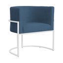 Ver mais imagens de Poltrona Decorativa Luana Base Branca Suede Cores - DS Estofados Poltrona Luana Azul Royal