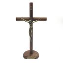 Ver imagem 2 de CRUCIFIXO DE MESA E PAREDE MEDALHA SÃO BENTO PRATA VELHA 26 CM