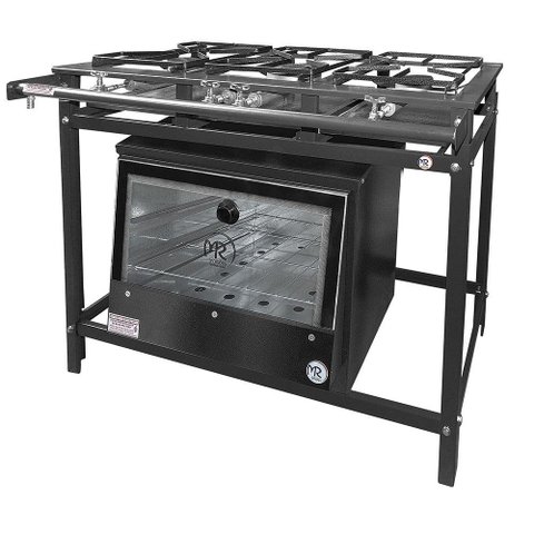Fogão Industrial 3 Bocas 2 Simples a Gás Baixa Pressão MR Fogões com Forno Grelha Aço P5