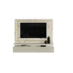 Painel Bancada Suspensa Para Tv Até 75" Led 2 Gavetas Gaia Calacata/Off White - 1