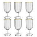Ver imagem 1 de Jogo de 6 Taças em Cristal com Borda Dourado para Água, Vinho ou Drinks 330ml