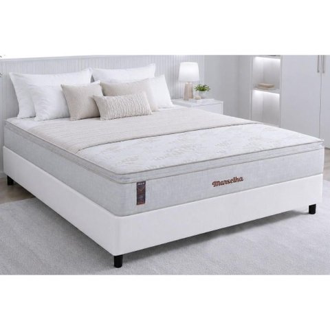 Cama Box Crc Casal +Colchão Molas Ensacadas Marselha Hellen 138x188x28