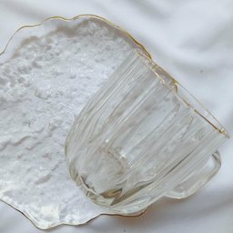 Prato para Servir Sobremesa Cristal com Borda Dourada - 6