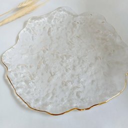 Prato para Servir Sobremesa Cristal com Borda Dourada - 3