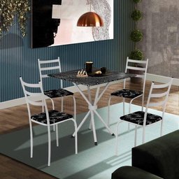 Mesa de Jantar 4 Cadeiras Branca Aracaju Shop Jm - 1