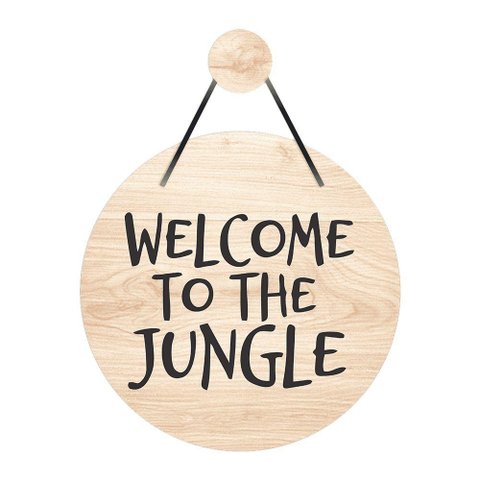 Flâmula Welcome To The Jungle 30cmx30cm- Cria Arte Laser Madeira Clara