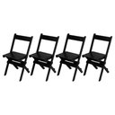 Ver imagem 6 de Conjunto Mesa Redondo 70cm Dobrável com 4 Cadeiras em Madeira Maciça - Preto - Preto