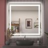 Espelho Touch Quadrado Jateado 90x90 Led Branco com Fonte - 2
