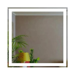 Espelho Touch Quadrado Jateado 90x90 Led Branco com Fonte