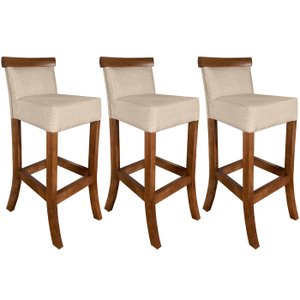 Kit Banqueta para Cozinha Americana 3 Unidades Bistro Balcao com Encosto Estofada Gourmet Qualidade