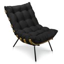 Ver imagem 3 de Kit Poltrona e Puff Costela Veludo Base Metálica - Pallazio - Preto