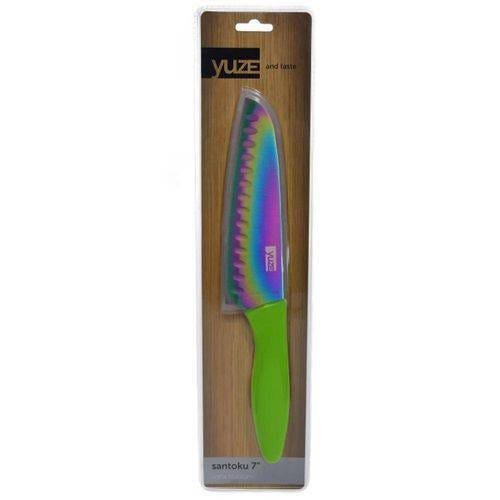 Faca Inox Santoku 7" Revestida Em Titânio - Yuze - Verde - 2