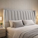 Ver imagem 3 de Cabeceira Cama Box King Estofada com LED 195cm Moan P05 Linho Cinza Claro - Lyam Decor