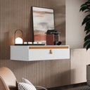 Ver imagem 4 de Penteadeira Suspensa Diana Multiuso Puxador Corino Qualitare:branco Cedro