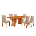 Ver imagem 1 de Mesa de Jantar Carolina Yasmin 180 cm Tampo MDF Canto Copo Laminado com 6 Cadeiras Moderna Mobília