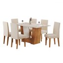 Ver imagem 2 de Mesa de Jantar 6 Lugares Marte Mel/blonde/linho/bronze - Pnr Móveis