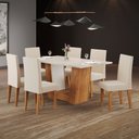 Ver imagem 1 de Mesa de Jantar 6 Lugares Marte Mel/blonde/linho/bronze - Pnr Móveis