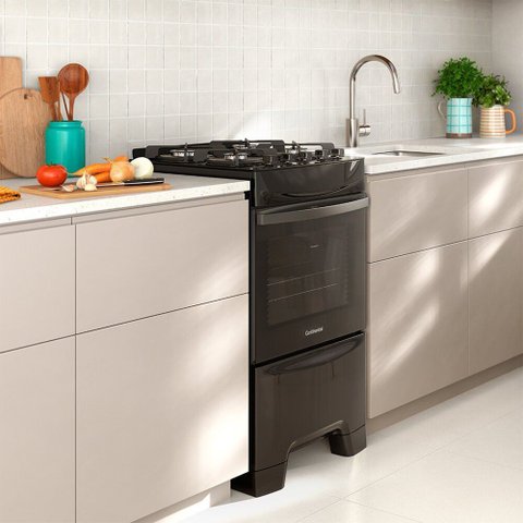 Fogão 4 Bocas Fc4gb Mesa de Vidro Forno Eco Turbo Continental