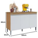 Ver imagem 2 de Balcão de Cozinha Manu com Tampo 120cm Amêndoa Branco - Ajl
