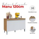 Ver imagem 4 de Balcão de Cozinha Manu com Tampo 120cm Amêndoa Branco - Ajl