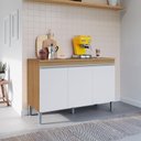Ver imagem 5 de Balcão de Cozinha Manu com Tampo 120cm Amêndoa Branco - Ajl