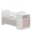 Ver imagem 1 de Berço Cômoda com Colchão Incluso Colinho de Mãe Multimóveis FG2951 Branco/Rosa