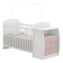 Ver imagem 1 de Berço Cômoda com Colchão Incluso Colinho de Mãe Multimóveis FG2951 Branco/Rosa